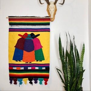 Vintage Handmade in Mexico Woven Wall Hanging Tapestry